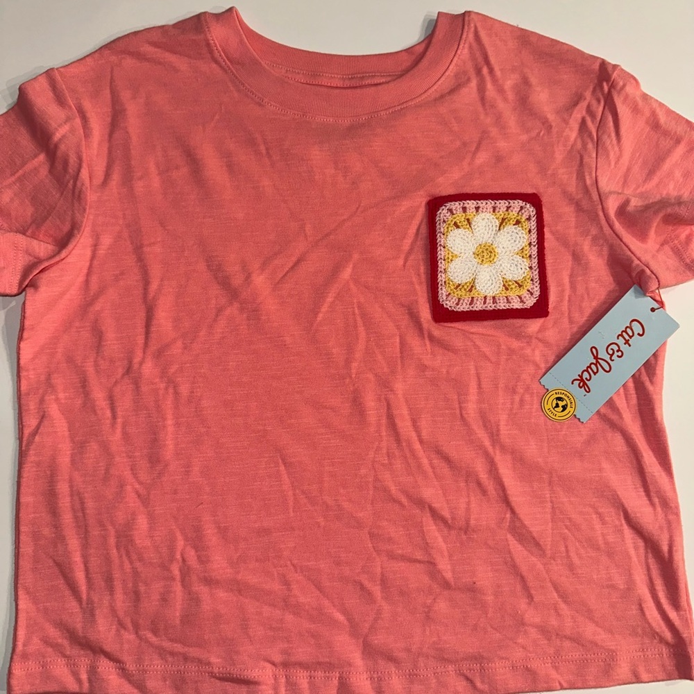 Cat & Jack Pink T-Shirt with Floral Patch